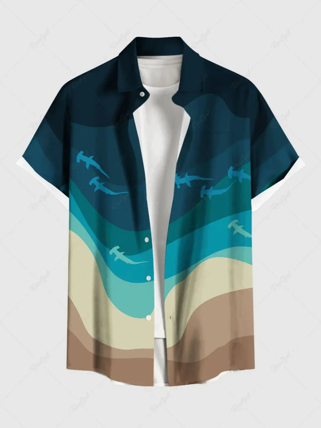 Fashion Men's Hawaiian Shirts 3D Printed Short Sleeved Button Down Lapel Shirts Oversized Tops Summer Casual Aloha Shirt For Men