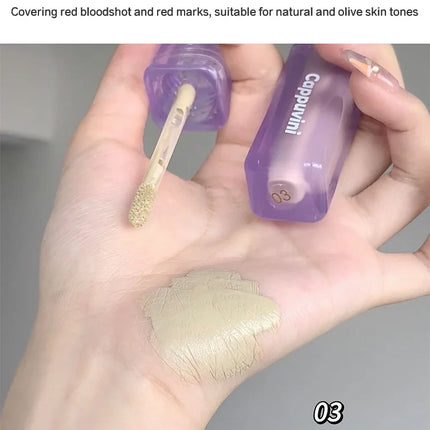 Cappuvini Velvet Highlighter Concealer Liquid Cover Acne Marks Dark Circles Brighten Skin Tone Moisturize Long-lasting Makeup