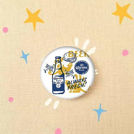 Logo C-Corona E-Extra Beer    32/44/58MM Customizable Button Pins Cute Funny Creative Badge Jewelry Decor Gifts For Friends
