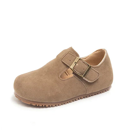 Boys Girls Flat Shoes Retro Non-slip Sweet Kids Moccasins Soft Sole 2024 New Fashion Children Leather Shoes Hook&loop Elegant