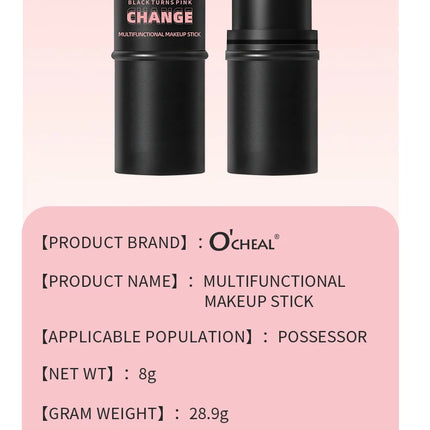 Color-Changing Blush Stick Blusher Cream 3-in-1 Pink Color with Long-Lasting Makeup Easy Application