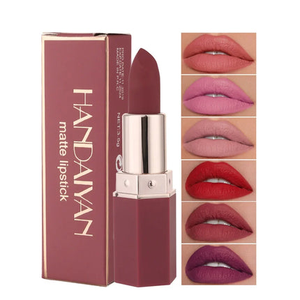 6 Colors Nude Matte Lipstick Waterproof Velvet Lipsticks Sexy Red Brown Pigments Makeup Long Lasting Profissional Lips Cosmetics