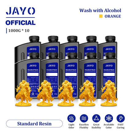 JAYO Standard/ABS-Like/PA-Like/High Temp/Though Resin 10KG 395-405nm UV Curing  Photopolymer Rapid Resin for LCD/DLP 3D Printer