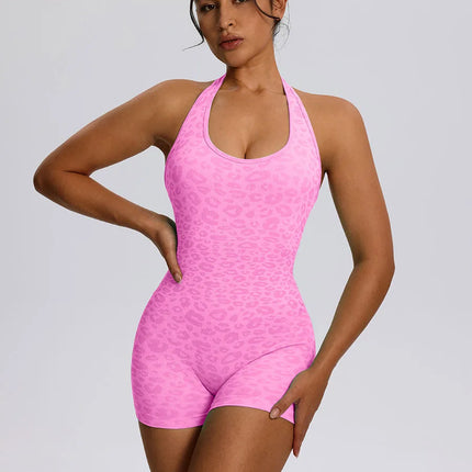 Trendy Sexy Leopard Women Jumpsuits Sport Yoga Clothes Rompers Sportswear Woman Gym Combi-pants Fitness Overalls Shorts Bodysuit