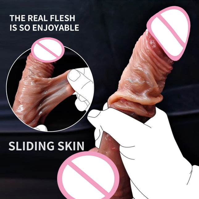 Realistic Dildos for Women Skin Sliding Foreskin Testicles Dildo Anal Vaginal Stimulation Strap-on Big Penis Sex Toys for Women