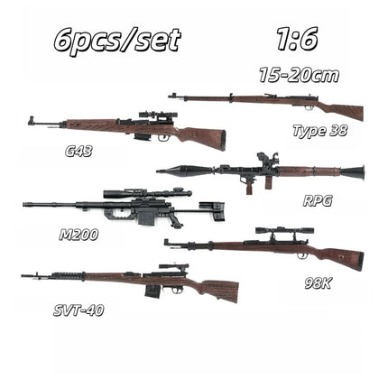1/6 Assemble Gun Model Machine Gun Submachine Shotgun Sniper Rifle SVD AK47 MP40 MG42 Plastic Assembly Kit 8pcs/set