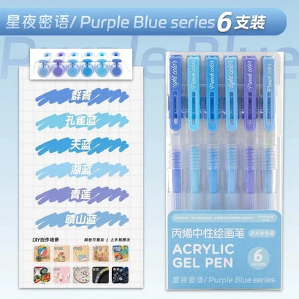 150/6 Colors Colors Large Capacity Acrylic Gel Pen 1.0mm Painting Drawing Student Writing Pen Office School Supplies Stationery