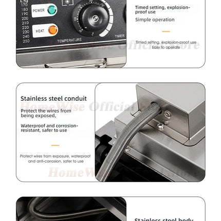 HomeWise Taiyaki Maker 1400W Fish Shaped Waffle Machine 12PCS/14PCS Taiyaki Waffle Maker Non-stick Coating Electric/GAS