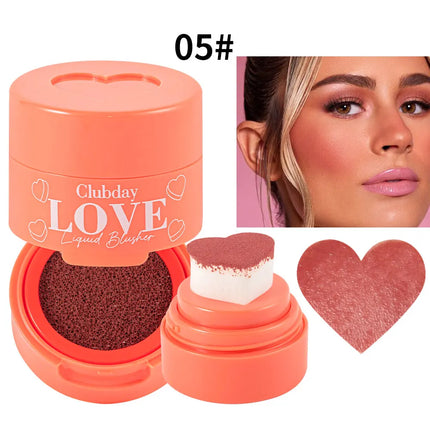Heart Shaped Blush Stick with Sponge Head Stamp Design Waterproof and Sweat Proof to Modify Cheeks to Be Naturally Rosy
