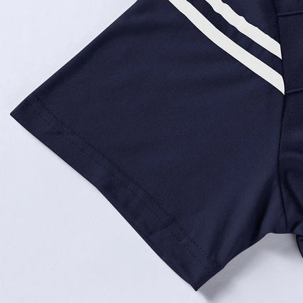 2025 New Men's Casual Fashion Solid Color Short Sleeved Polo Shirt Stand Up Collar Versatile Comfortable Top