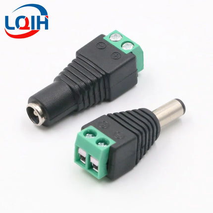 DC Terminal Connector 2pin DC Power Adapter 5.5mm x 2.1/2.5mm Plug Male to Female Jack Connector Plug For LED Strip CCTV Came