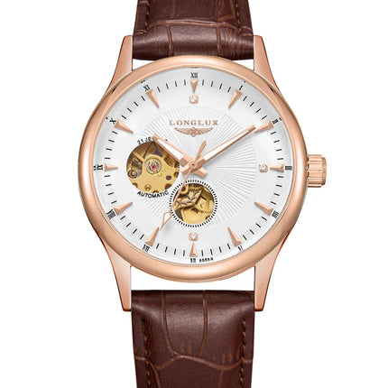 LONGLUX automatic watch elegant style wholesale mechanical wristwatches skeleton rome waterproof  mens watch men gift