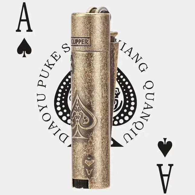 New Clipper Spades A Metal Flameless Butane Gas Jet Torch Lighter Portable Grinding Wheel Flint Inflatable Lighter Men's Gift
