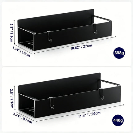 2 Pack Magnetic Spice Rack for Refrigerator Kitchen Magnetic Fridge Shelf Black No Drill Spice Food Organizer Black Jar Holder