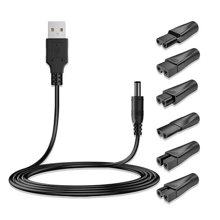 HOMEFISH USB5521 female socket to dual port adapter, hair clipper, shaver with six types of interfaces, charging converter set