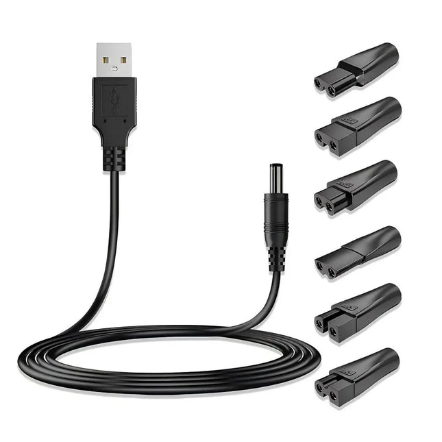 HOMEFISH USB5521 female socket to dual port adapter, hair clipper, shaver with six types of interfaces, charging converter set