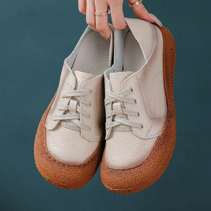 New Real Leather Perforated Ballet Flats Women's Massage Insole Slip On Moccasins Woman Hollow Loafer Casual Daily Shopping Shoe
