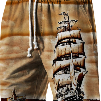 Men's Beach Pants Compass 3D Printed Shorts Men's Summer Breathable Shorts Fitness Street Shorts Men's Ropa Hombre