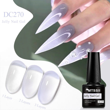 Jelly Gel Nail Polish Sheer Translucent Semi Permanent Soak Off UV Gel Varnish For Summer Nails Manicure Nail Supplies DIY Decor