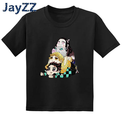 Children's Demon Slayer Anime Cartoon T-Shirt Fun Kids' Clothing Baby Boys and Girls Summer Fashion T-Shirt