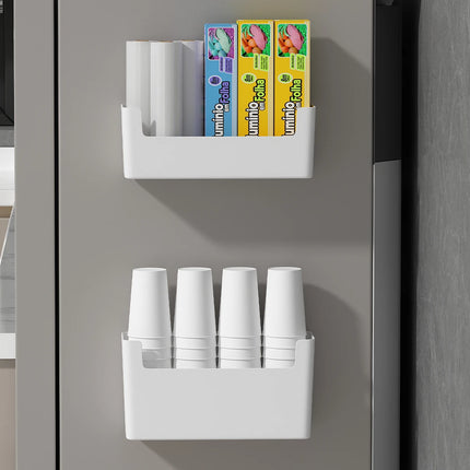 WORTHBUY Wall Mounted Cabinet Plastic Storage Rack Multifunctional Punch Free Fridge Door Storage Holder Kitchen Storage Organiz