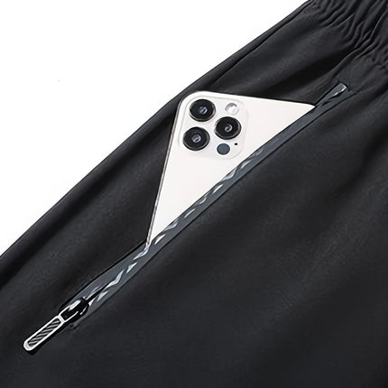 Men's High Elastic Zipper Pocket Trousers Lightweight Drawstring Sports Pants Gift Mens Sweatpants Fishing Vintage Football Man