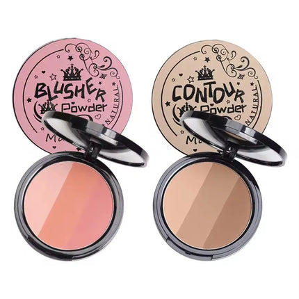 3 in1 Three Colors Powder Tray Blush Contouring Waterproof Long Lasting Delicate Natural Face Makeup