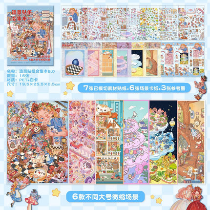 Kawaii 3D Cartoon Miniature Scene Stickers Book Collection Pocket House Stacking Stickers DIY Handmade Scrapbook Decoration