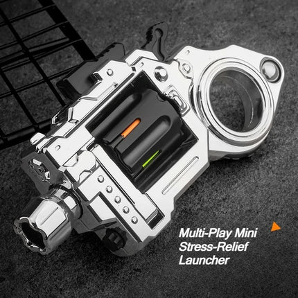 One Hand Spin Shoot Alloy Revolver EDC Metal Fidget Toy with 20 Plastic Bullets Stress Relief Mini Ring Gun for Adults Teens