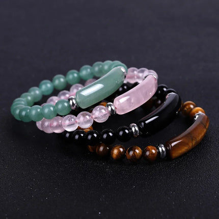 Bridge bracelet Natural Stone Crystal Druzy Rose Quartz Amethyst Gemstone Beaded Beads Bracelet for Women Girls Jewelry Gifts
