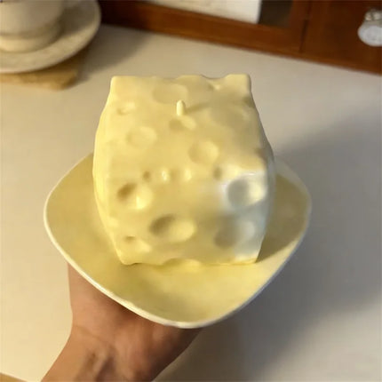 Jumbo Cheese Cube Stress Ball Big Cheese Shapeable Squeeze Ball Soft Pinch Fidget Toy Fun Game Sensory Anti-Stress Festival Gift