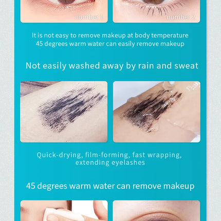 QIC Double Effect 4D Mascara Waterproof Long Curl Natural Thick Eyelash 2-in-1 Black Mascara with 2 Brush Heads