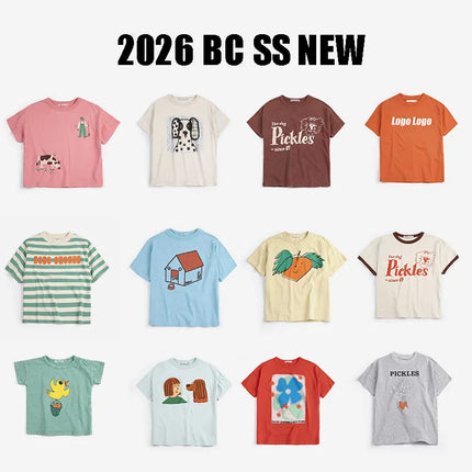 Toddler Baby Boys T-Shirt 2026 New Summer Kids Girls T-shirts BC Cute Fashion Print Cartoon Tops Cotton Tees Clothes