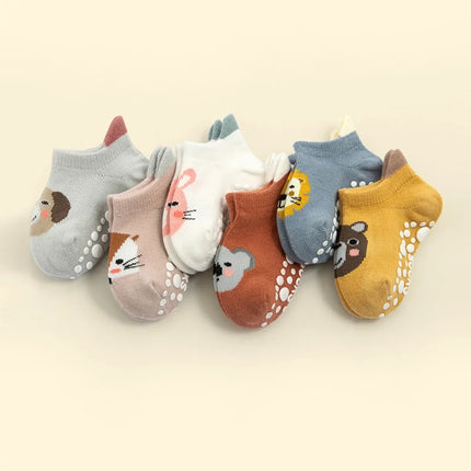 6 Pairs/Lot Newborn Baby Socks Kids Boys Girls Cotton Cartoon Soft Sock Children Toddler Non-Slip Short Socks For 0-5 Years