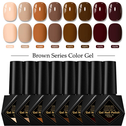 10ml Coffee Brown Gel Nail Polish HEMA TPO FREE Semi Permanent Soak Off UV Gel Varnish Nail Art Decoration Design Nail Supplies