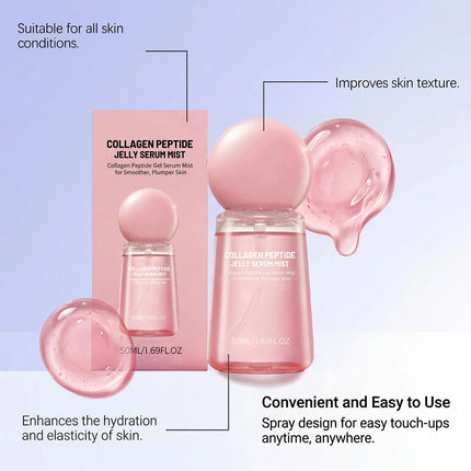 Collagen Peptides Jelly Serum Mist Moisturizing Face Sprayable Hydrogel for Smooth Looking Skin Travel Size Skin Care Gift Women