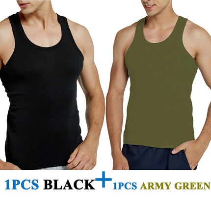 Tank Tops Men 100% Cotton Running Vest Fitness Cool Top Gym Sport Slim Colorful Outdoor Casual Undershirt Male Gift 7 Colors