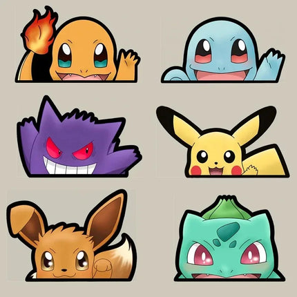 Pokemon Pikachu Gengar Eevee Squirtle Figure Creative Anime Car Stickers Decoration Cute Accessories Gifts For Friends