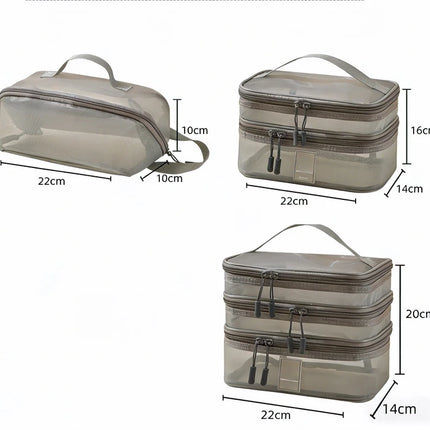 Fashion Transparent Mesh Travel Cosmetic Bag Storage Multi Layer Portable Womens Toiletry Bag Large Capacity Bag Makeup