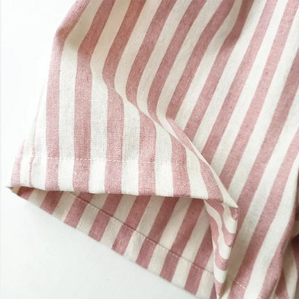 Retro Hemp Cotton Striped Boys' Pants with a Casual and High-end Design Elastic Waist Girls' Clothing Children's Pants