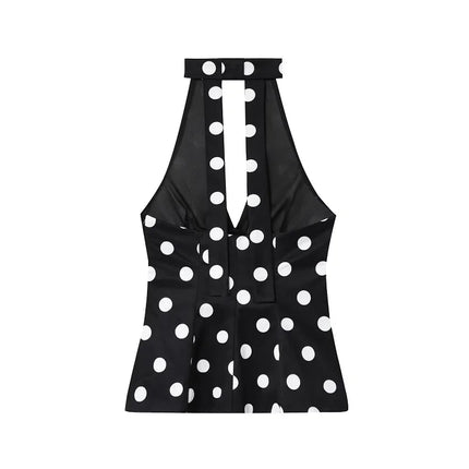 WOMAN Polka Dot Halter Tops for Women Sexy Backless Tank Top Women Summer Sleeveless Tops Woman off Shoulder Camisole Women Tops