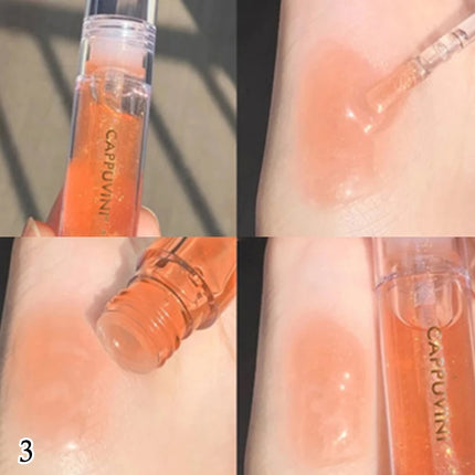 [YA]Cappuvini Transparent Crystal Jelly Lip Gloss Shiny Clear Mirror Moisturizing Lip Balm Glitter Liquid Lipstick Lip Oil
