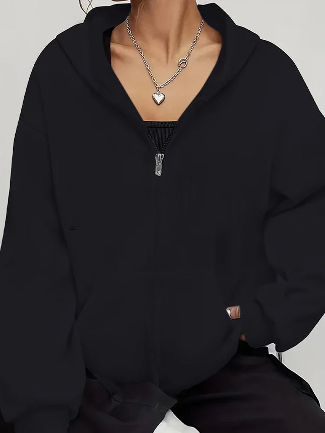 New Women's Sweatshirts Long Sleeve Zip-Up Casual Jacket Suitable for All Seasons Woman Apparel Hoodie Harajuku Street Tops Coat