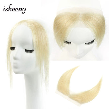 isheeny Lace Human Hair Sided Bangs 25cm Natural Straight Hair Bangs Hair Pieces 6 Colors Available Black Brown Blonde Hair