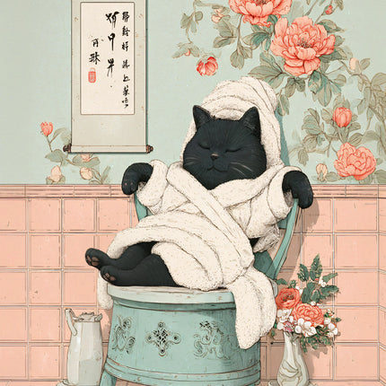 Japandi Black Cat Poster Minimalist Asian Cat Prints Canvas Painting Minimalist Japanese Wall Art Pictures Home Room Decoration