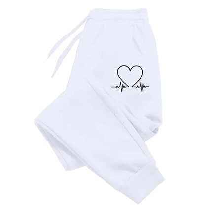 new men Heart Printed Sweatpants Luxury Long Pants Jogger Trousers Casual Sports Fitness Solid Versatile Pants Women Sweat Pants