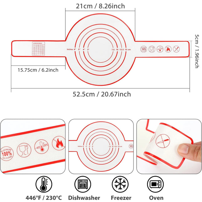 Silicone Bread Sling for Dutch Oven, Reusable Baking Mat with Long Handles, Non-Stick Sheet Liners for Transferable Dough Pastry