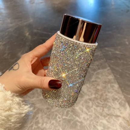 Bling Portable Thermos Cup with Tea Infuser Rhinestone Tumbler Crystal Gift Car Coffee Mug Mini Stainless Steel Water Bottles