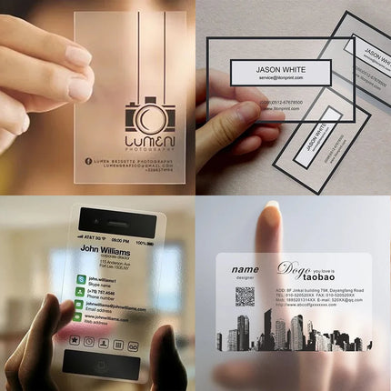 20-500PCS Custom Transparent PVC Business Card Colorful Printing Personalized LOGO Text Thank You Card Free DESIGN 0.38mm