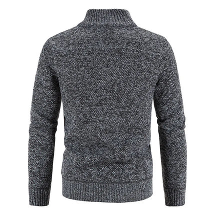 Men's Thickened Woolen Cardigan Coat Zipper Collar Knitted Sweater Autumn Winter New Style Fashion Urban Youth Casual Knitwear